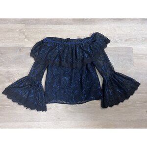 WHBM - Off-Shoulder Lace Bell Sleeves Top - Size 2P